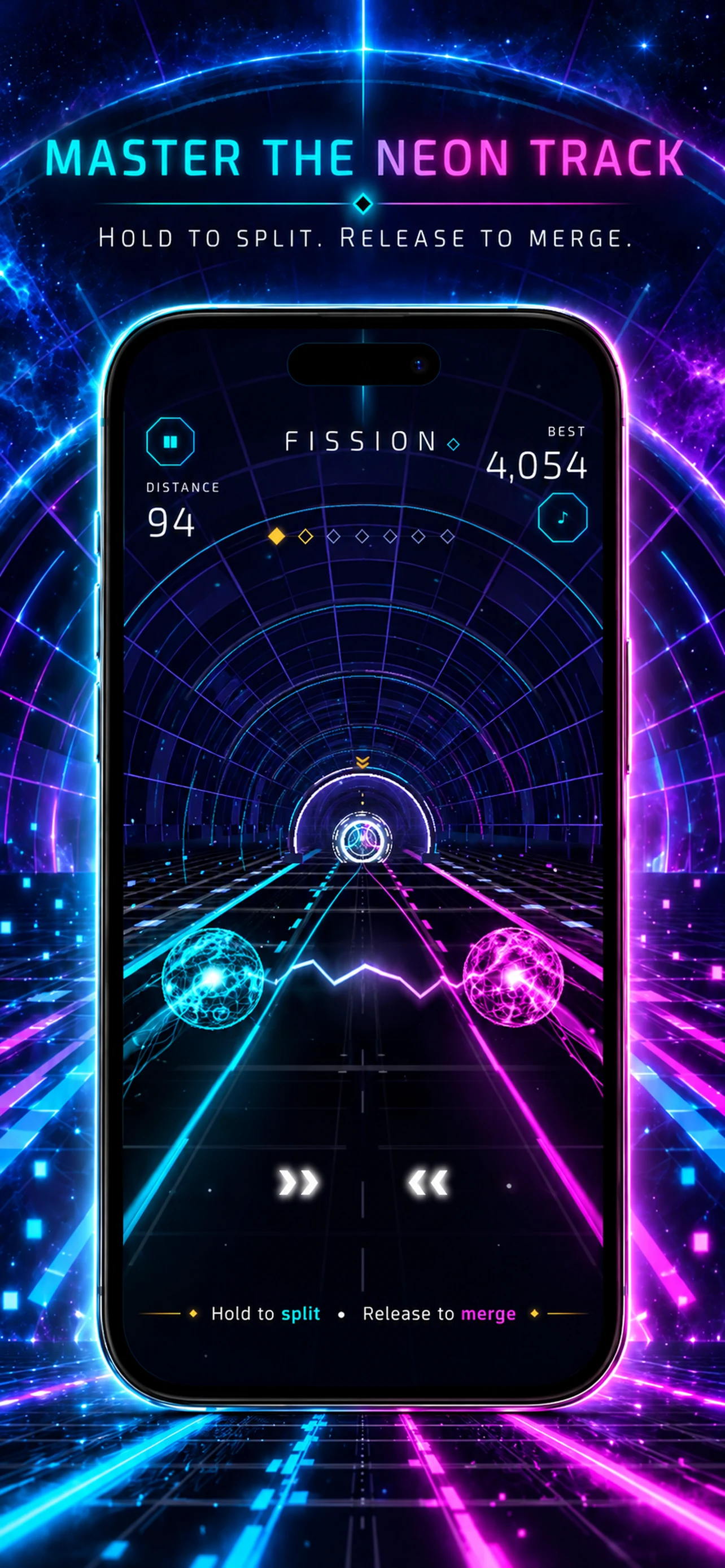 FISSION gameplay on the neon track